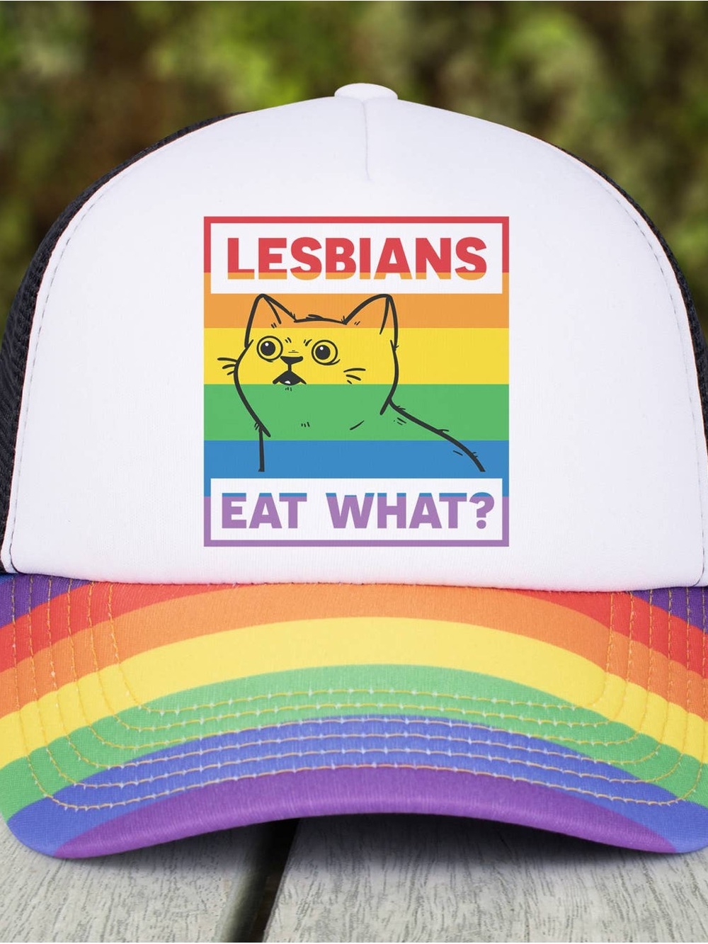 Key West Multicolor Rainbow Cat Pride Humorous Human Trucker Hat